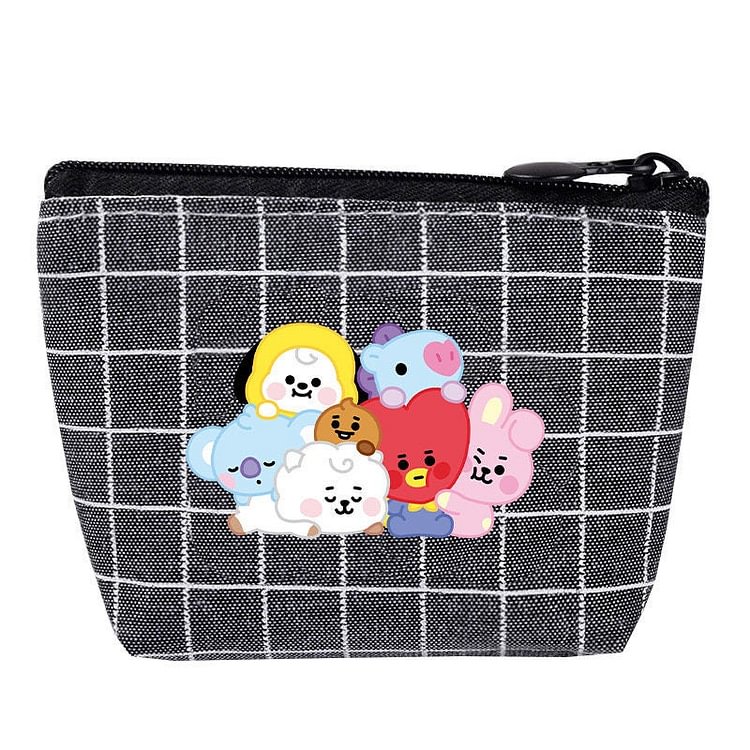 BTS animated kawaii purse Mini Bag Zipper Bangtan mini wallet