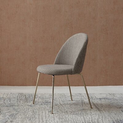 A Set Of 4 Dining Chairs With White flannelette Lambs wool And Metal Feet, Suit for Kitchen, Dining Room, Living Room, Lounge