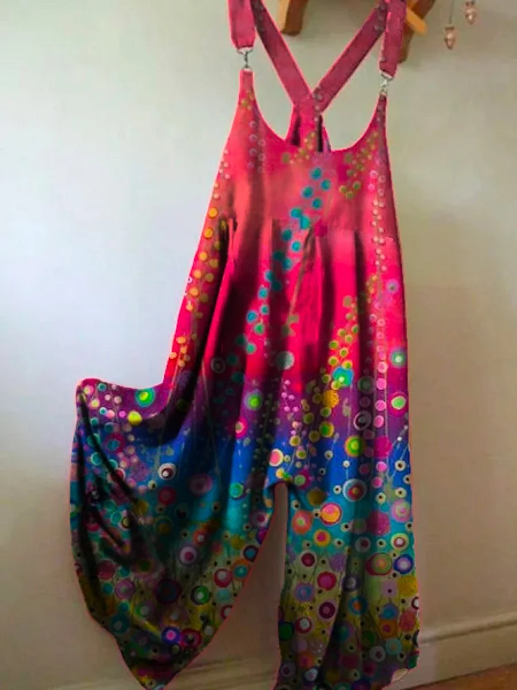 Plus Size Crew Neck Sleeveless Floral Vintage One-Pieces