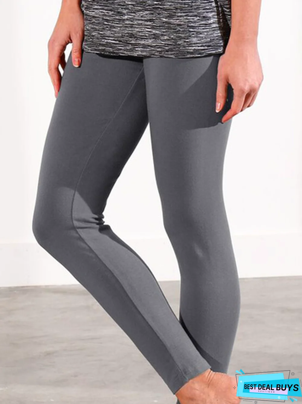 Plain Sports Autumn Polyester High Elasticity Daily Tight Standard Regular Size Leggings for Women