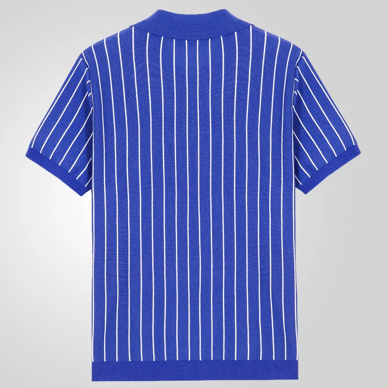 Uveng Uveng Men's Summer New Striped Knit Dresses Short Sleeves Clip Business Polo Shirtsy0155