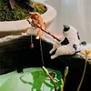 Fishing Cat Ornament Mini Cat Figurine Home Car Interior Decoration (7Pcs)