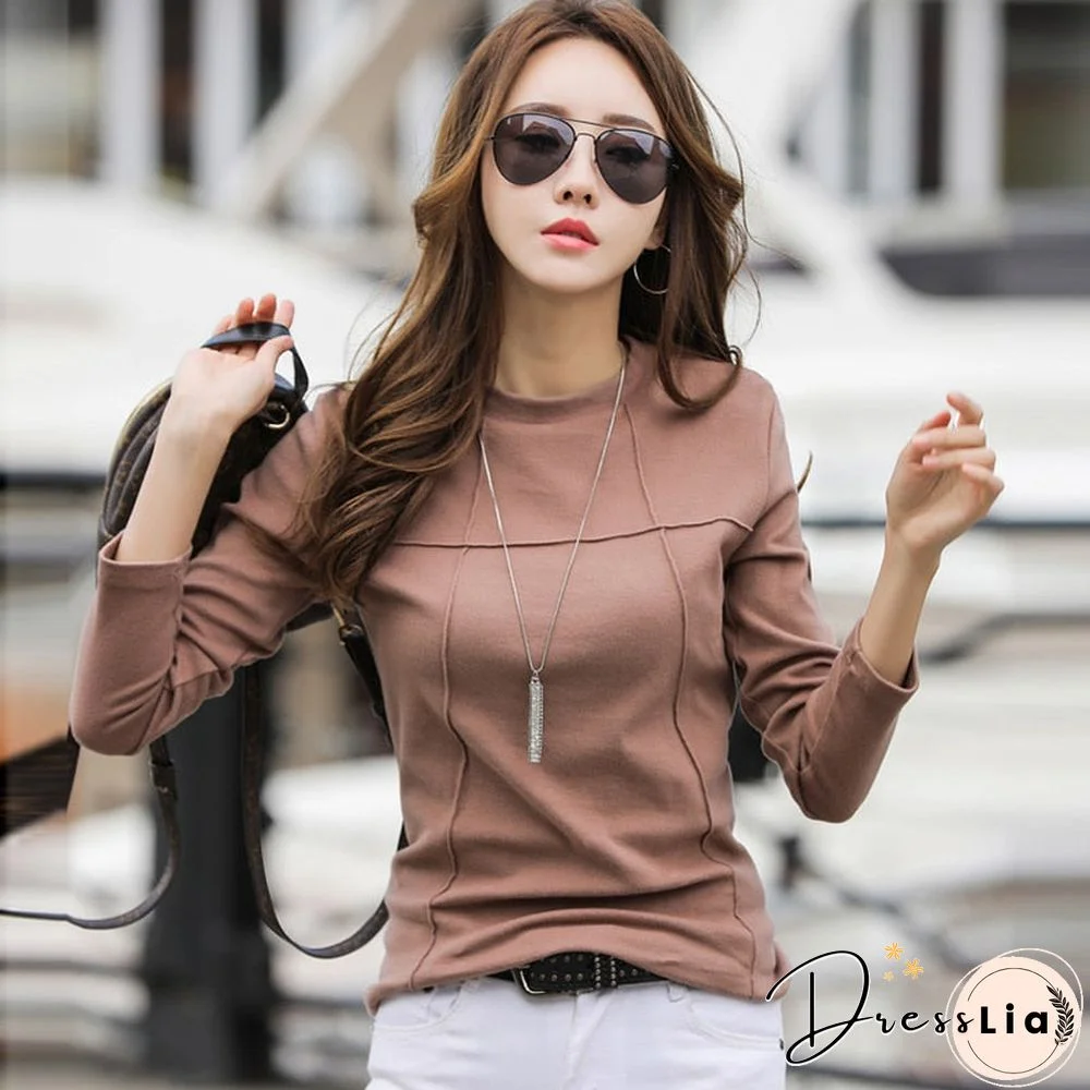 Autumn T Shirt Women Cotton Winter Tshirt Female Long Sleeve T-Shirt Cotton Korean Clothes Tee Shirt Femme Black Tops