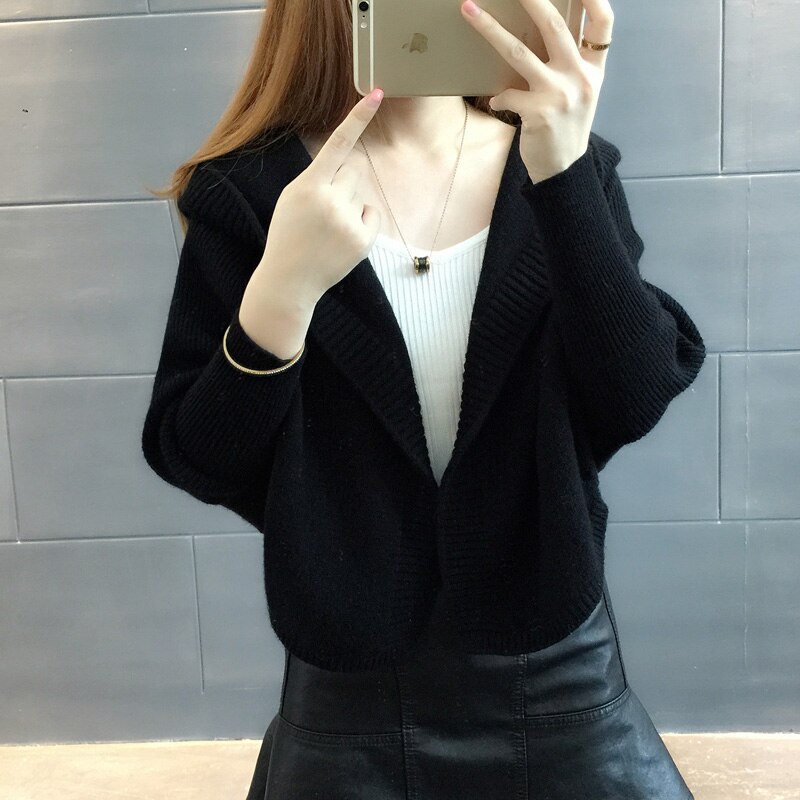 Women Hooded Solid Simple Loose Korean Style Casual Cardigan