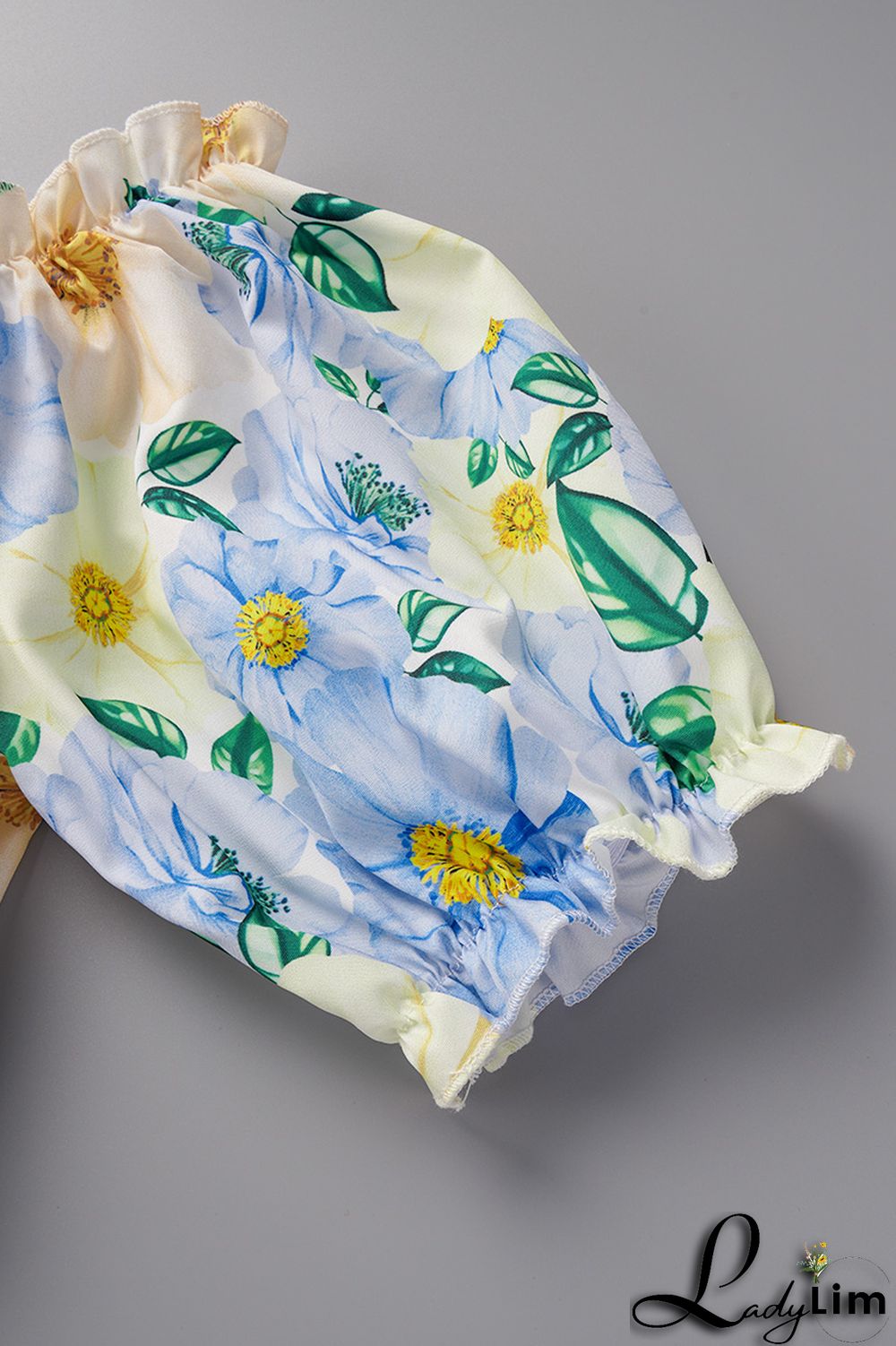 Yellow Sexy Print Patchwork Off the Shoulder Short Sleeve Two Pieces