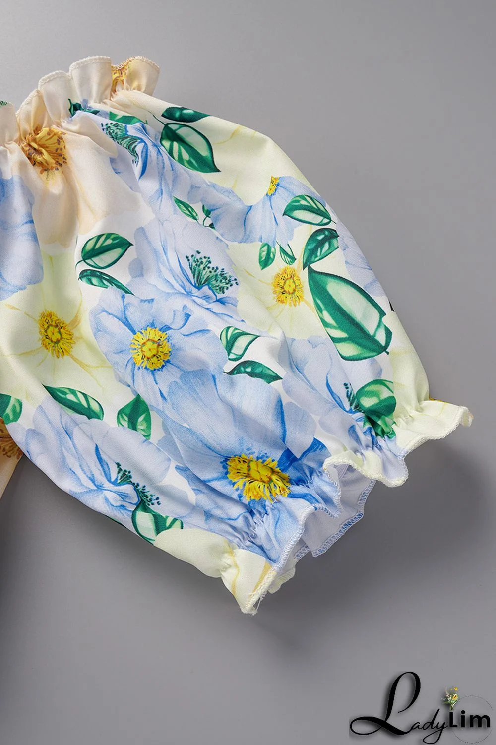 Yellow Sexy Print Patchwork Off the Shoulder Short Sleeve Two Pieces