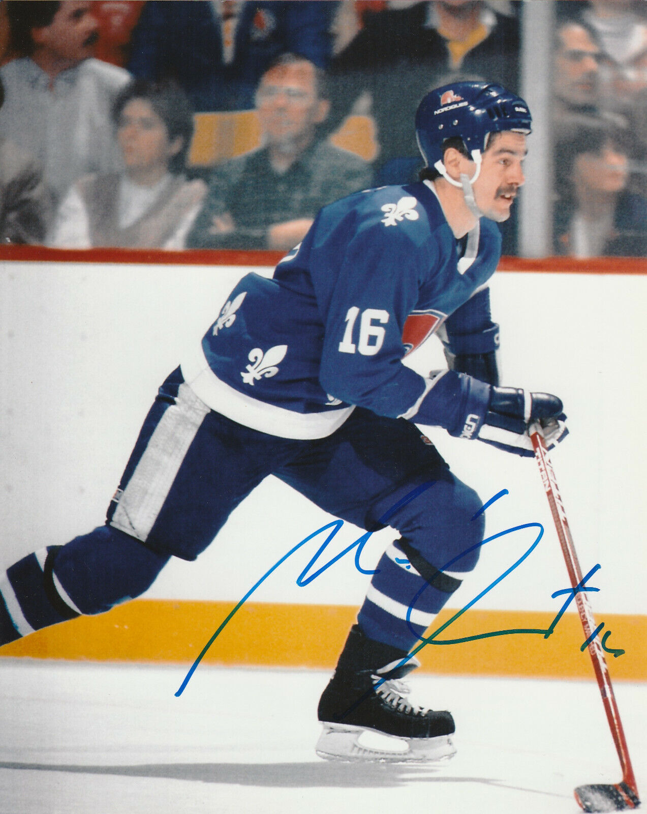 VINTAGE MICHEL GOULET SIGNED QUEBEC NORDIQUES 8x10 Photo Poster painting #2 HHOF