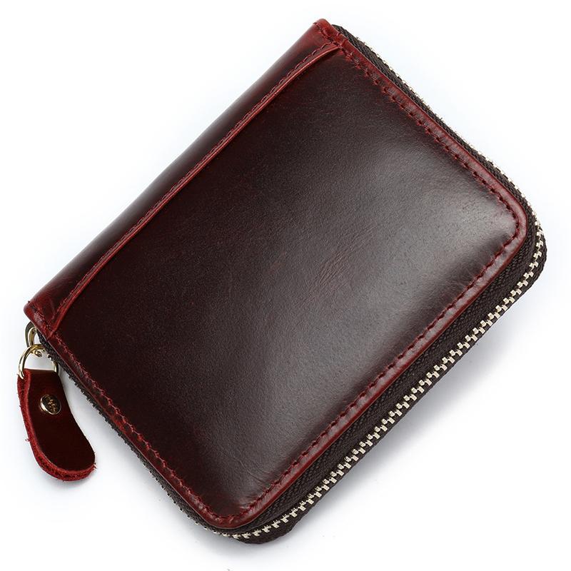 Mens Fashion Plain Vintage Zipper Wallets