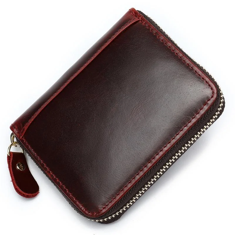 Mens Fashion Plain Vintage Zipper Wallets