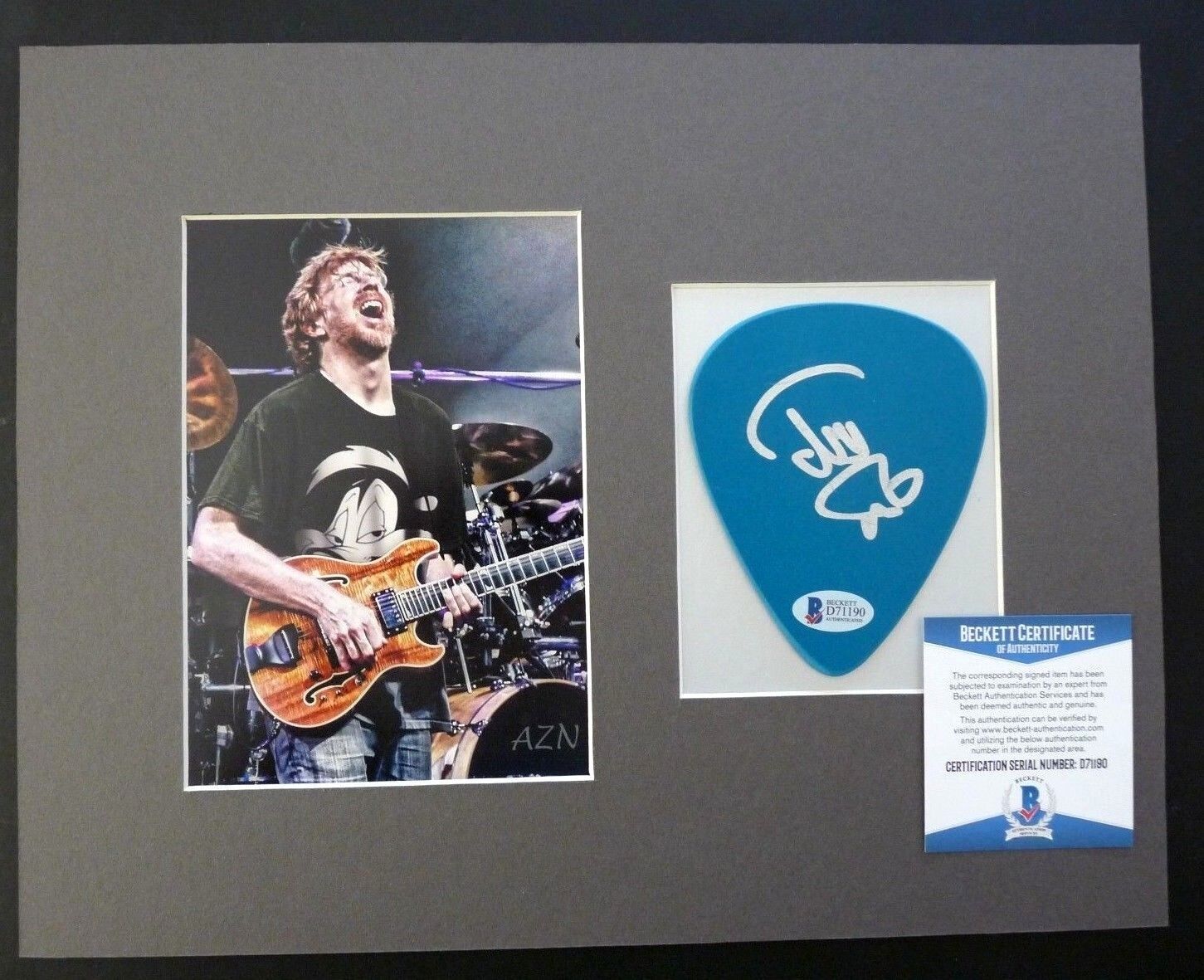 Trey Anastasio Phish Signed 4.5 Guitar Pick Matted Photo Poster painting Display BAS Certified