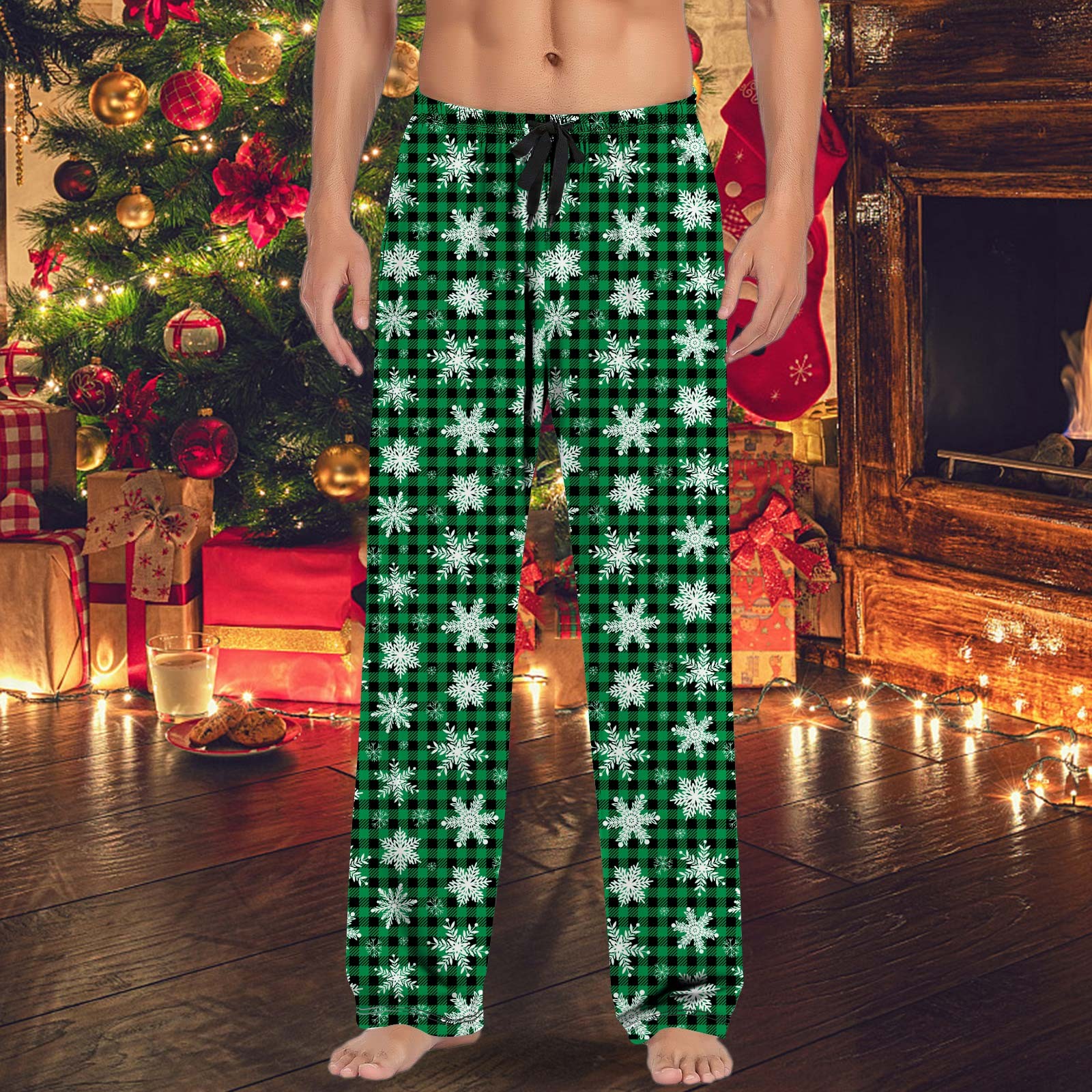 Locodeamos Big Christmas Mens Casual Pajama Pants With Drawstring And Pockets Adjustable Adult Trousers Comfort спортивные штаны мужские