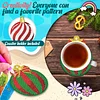 10Pcs Diamond Painting Wooden Christmas Ball Coaster Diamond Art Kit w/ Holder No-Slip Decor