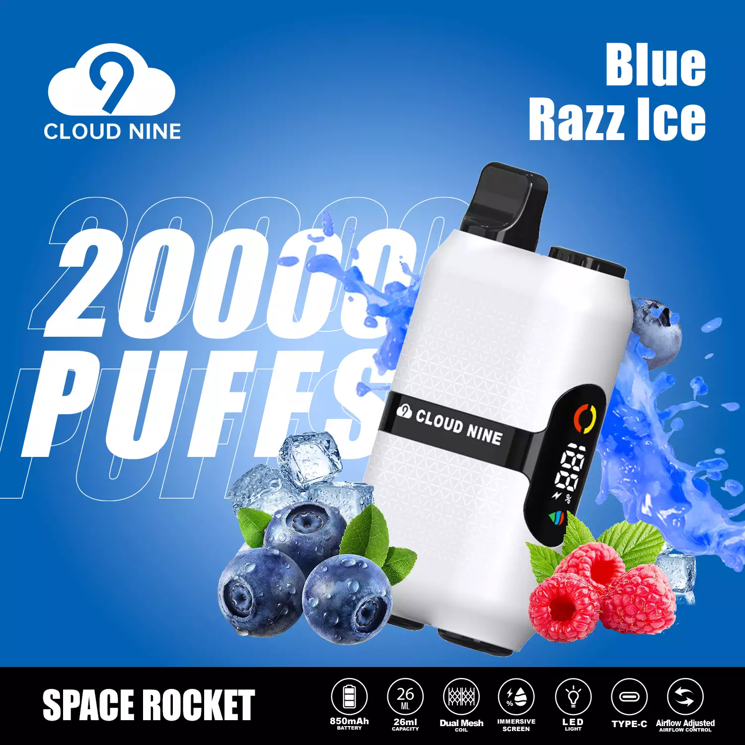 CLOUD NINE D33 20000 | 20K Züge, 26ml, 500mAh | CLOUD Vape  fumotvapeshop