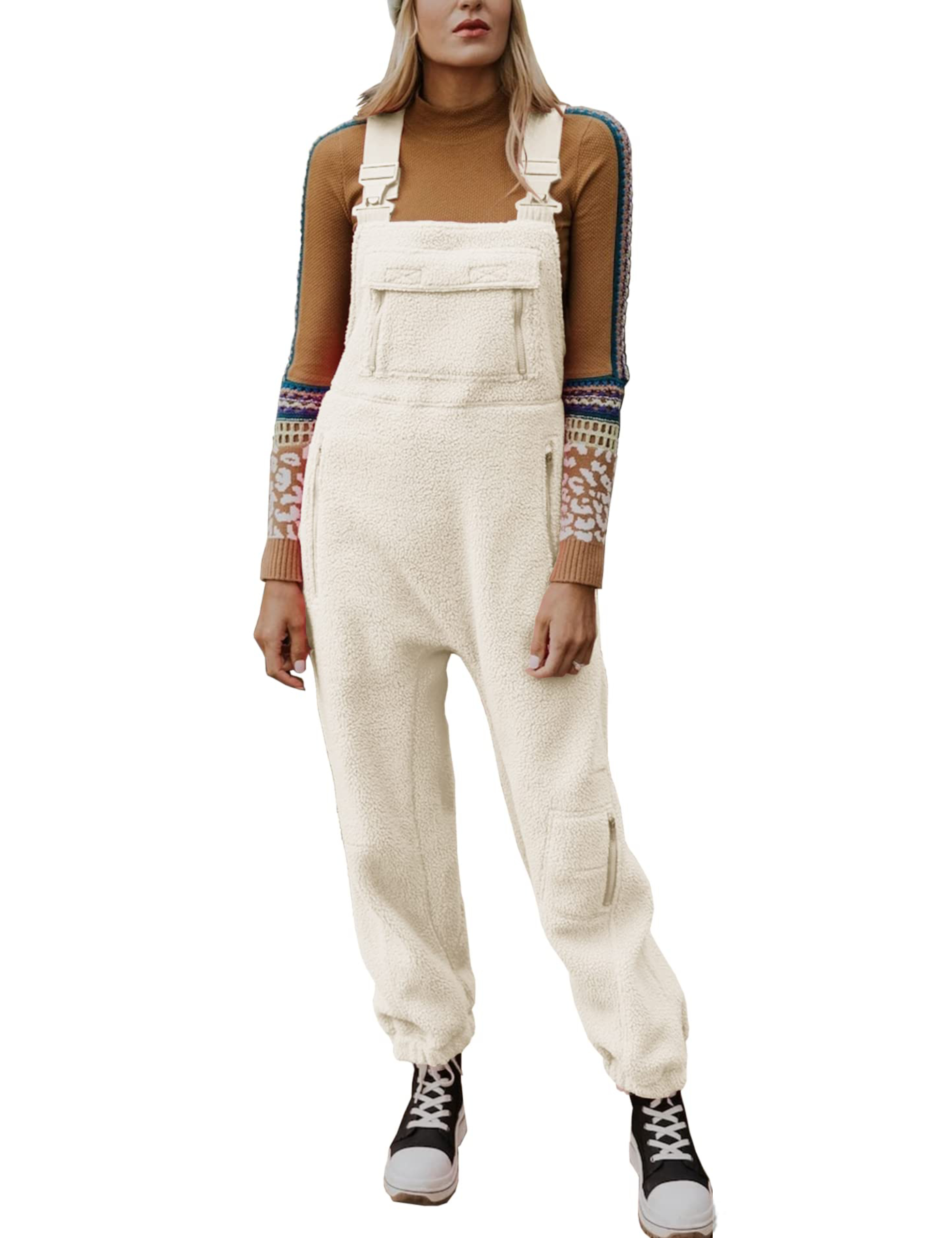 2024 New Women's Fleece Warm Overalls Loose Casual Jumpsuits - tree - Codlins