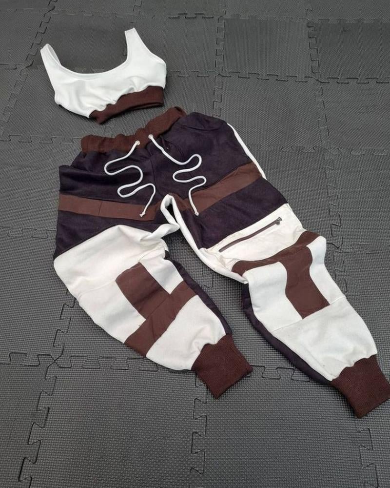 Women's Sporty Patchwork Printed Sets88
