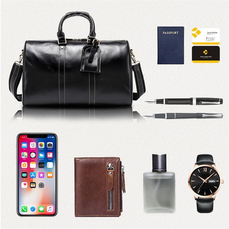 Genuine Leather Comfortable Grab Clean Silhouette Spacious Interior Carryall Bag for Traveling