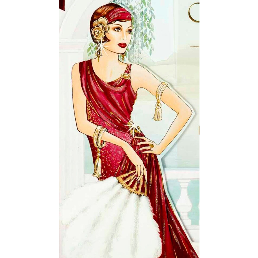 

30*60CM - Round Drill Diamond Painting - Elegant Lady (Big Size), 501 Original