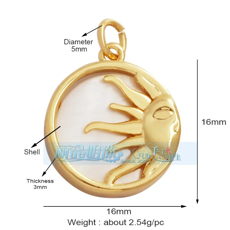 1 Piece 12 * 23mm 15*15mm 5*12mm Hole 5~5.9mm Half 925 Silver Zircon Sun Moon Pendant Jewelry Accessories