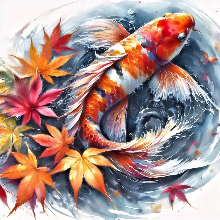 Maple Leaf Koi Fish 40*40CM Diamond Painting gbfke