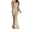Woman Sequin Evening Dress Long Sleeve Dress