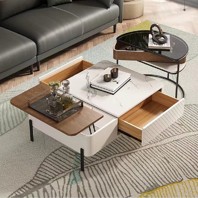Modern Minimalist Lift Top Nesting, Stylish Coffee Table Sets