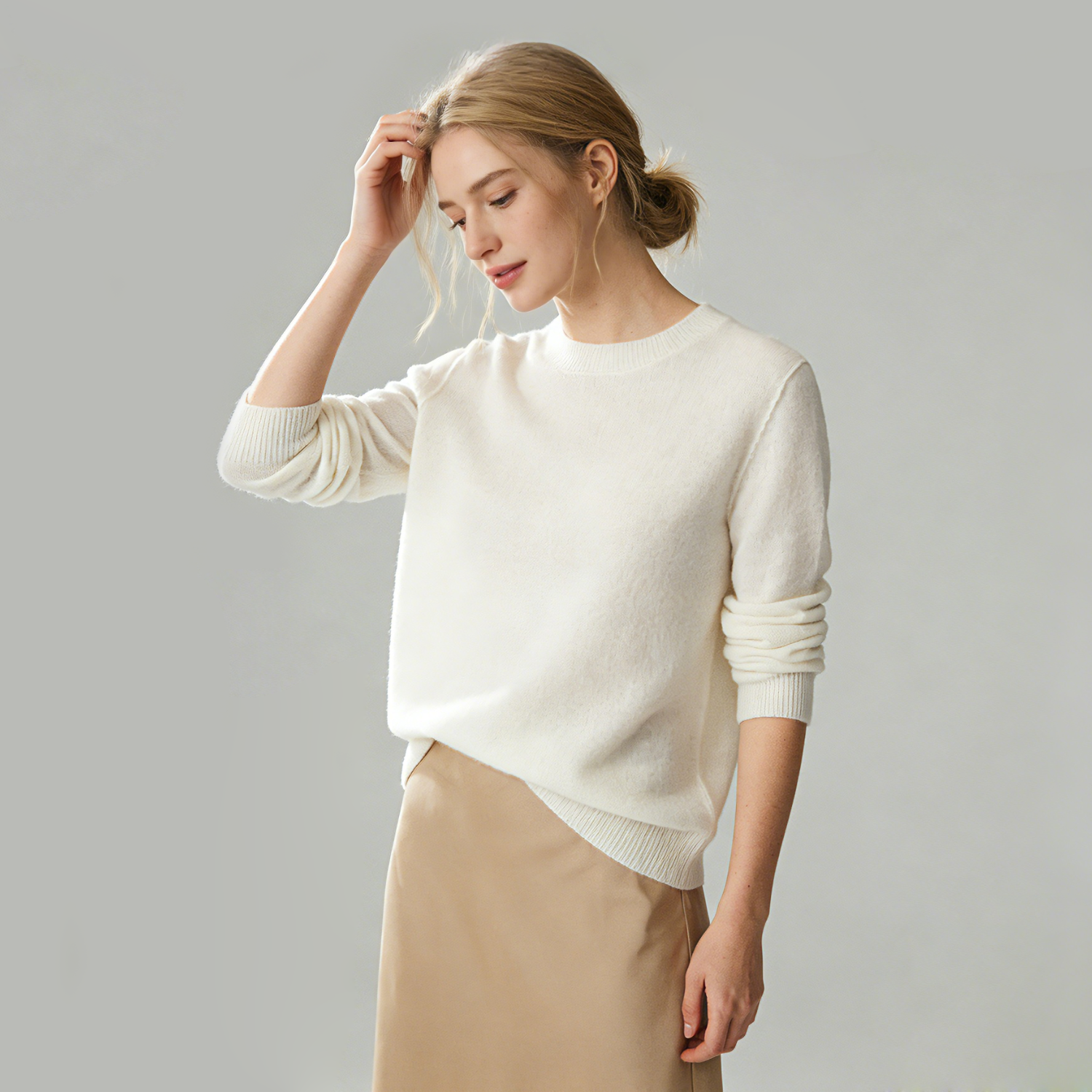 Women's Lightweight Silk Cashmere Sweater Crewneck | Spring Summer REAL SILK LIFE