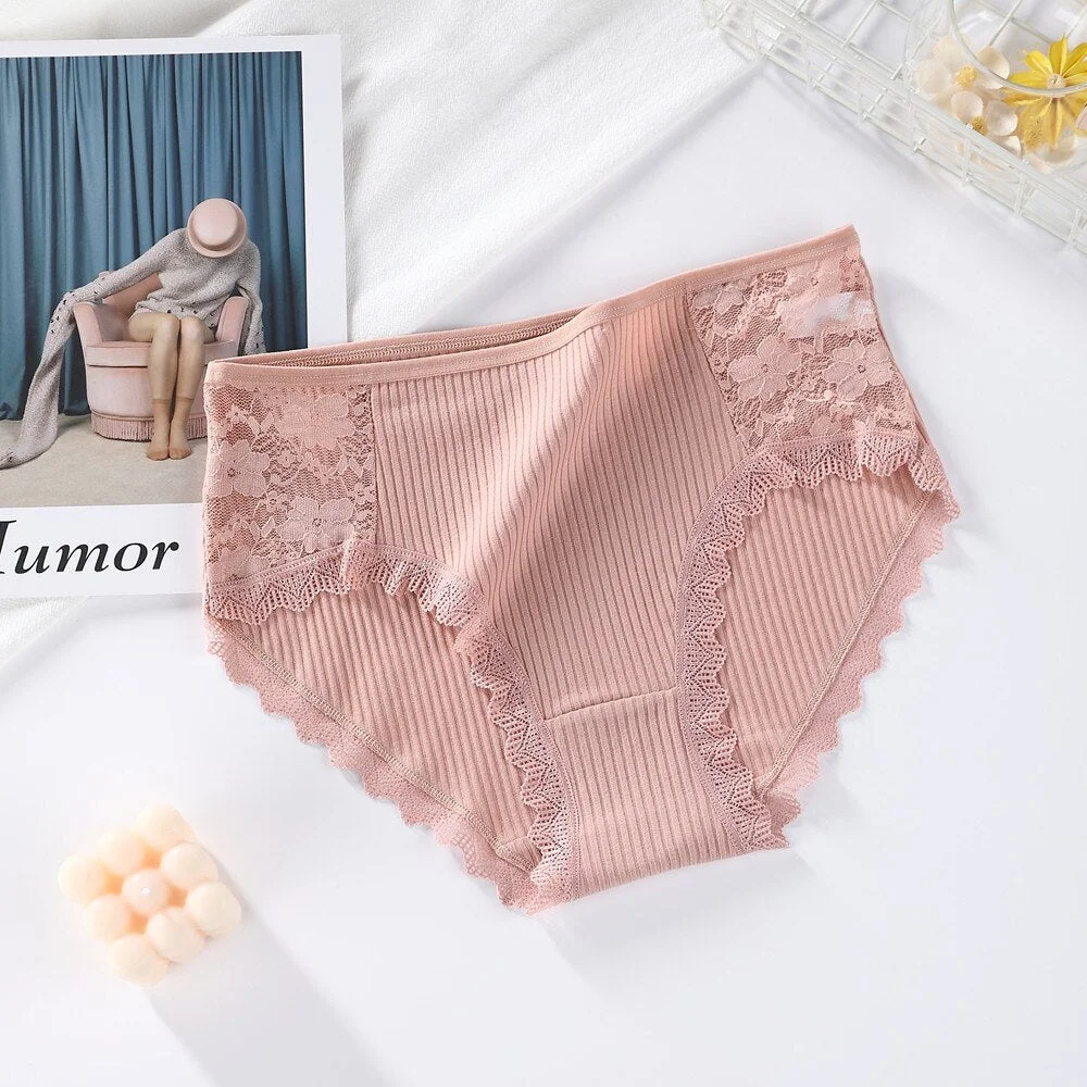 Cotton Panties Women Comfortable Underwear Sexy High-Rise Lace Underpants Female Lingerie Big Size Ladies Briefs Underwears 3XL