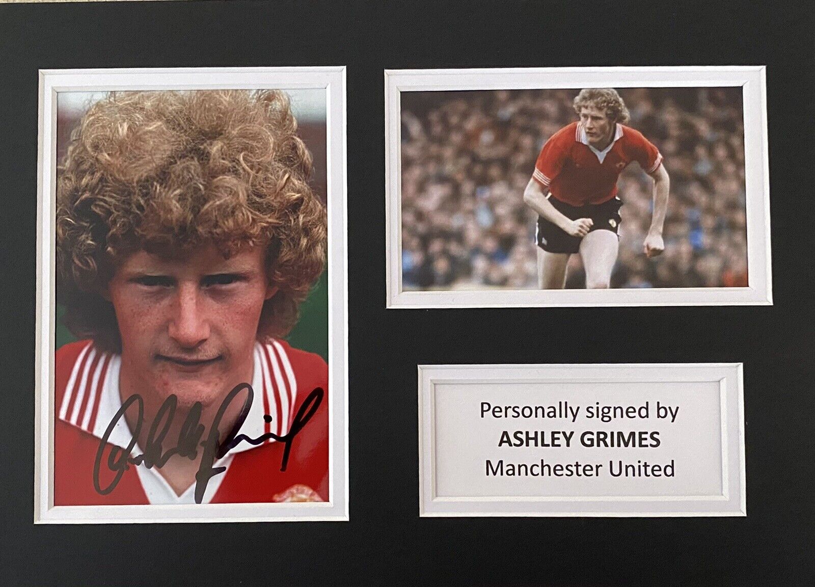 Ashley Grimes Genuine Hand Signed Manchester United Photo Poster painting In A4 Mount Display