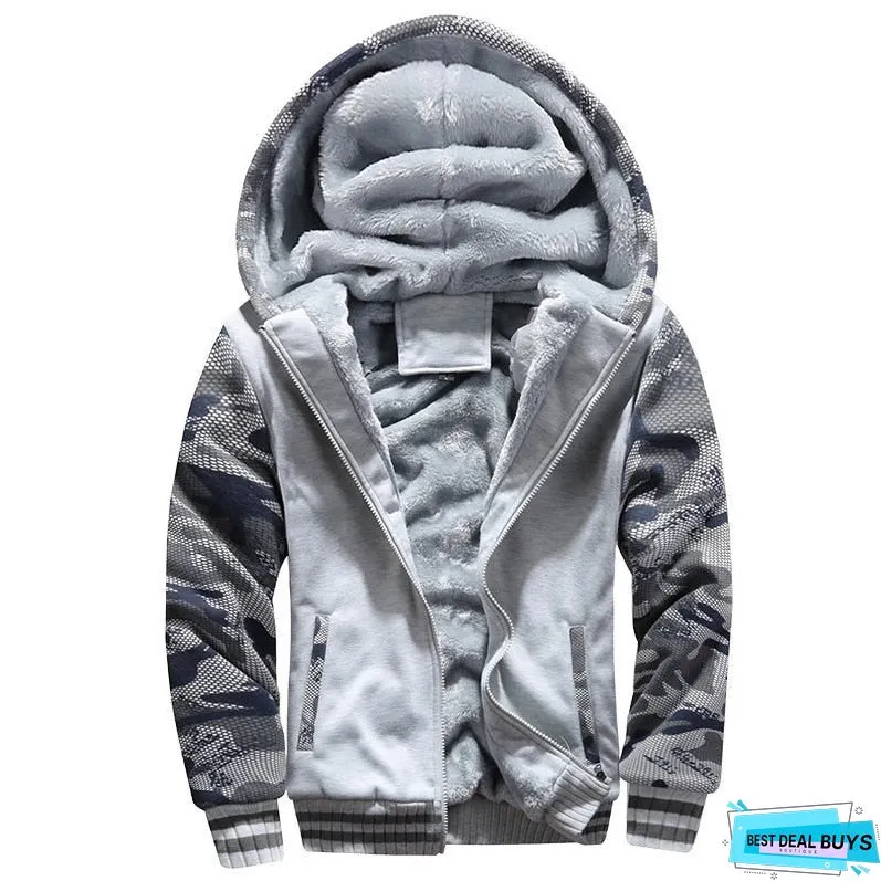 Tracksuit Men Sporting Fleece Thick Hooded Mens JacketPant Warm Fur Inside Winter