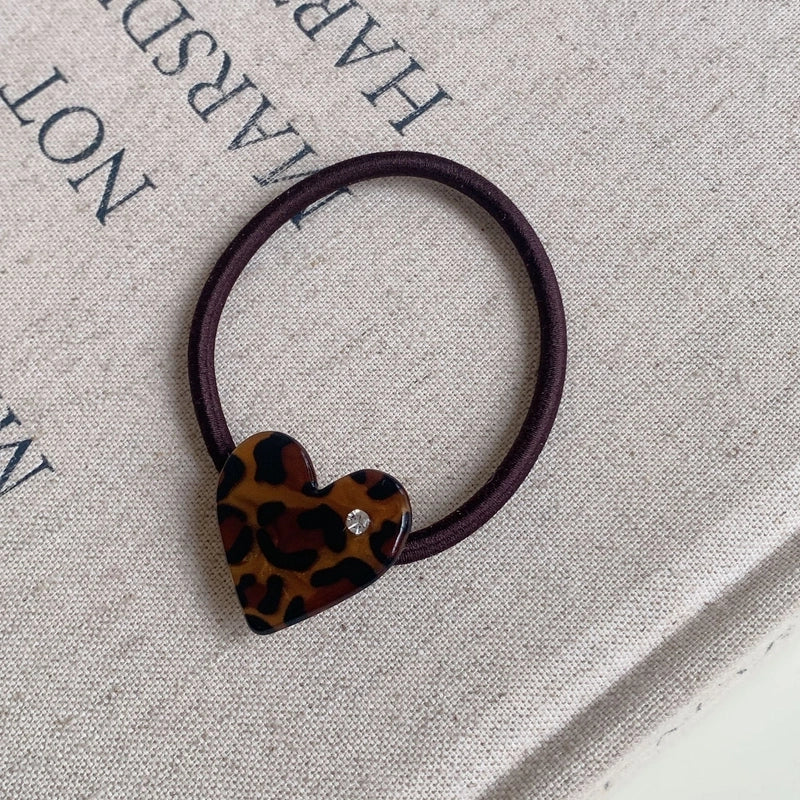 Retro Women’s Flower Bow Knot Leopard Acetic Acid Sheets Inlay Rhinestones Hair Tie