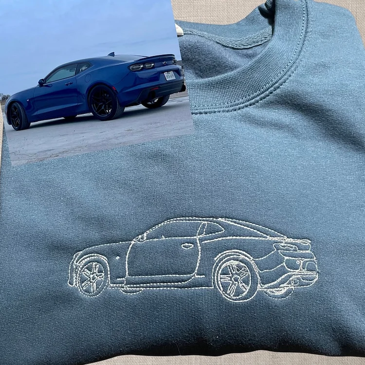 Custom embroidered car sweatshirt, embroidered car sweater, embroidered car shirt, custom car sweater