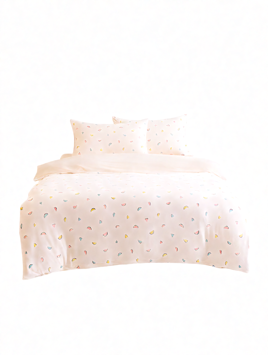 Marshmallow Lucky Cat Bedding Set with Playful Cat Print Design