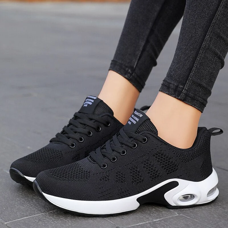 Fashion Women Lightweight Sneakers Outdoor Sports Breathable Mesh Comfort Running Shoes Air Cushion Lace Up Shoes Women 2021