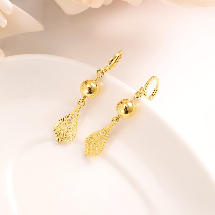 24k Gold Color Ball drop Earrings  for Women Girls kids  Jewelry