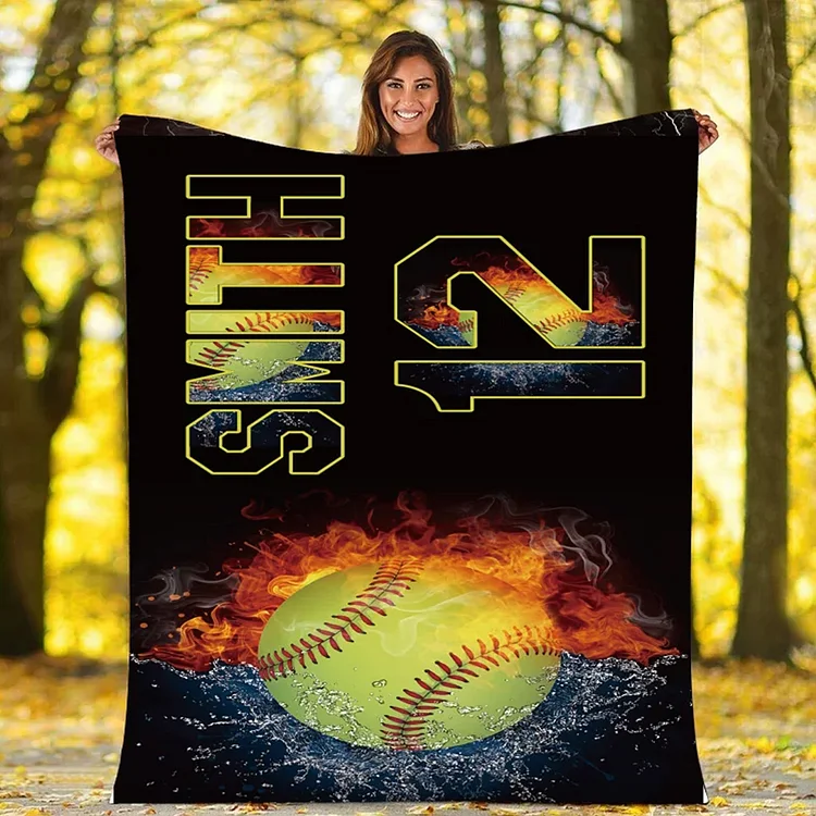Personalized Softball Blanket For Comfort & Unique | BKKid580