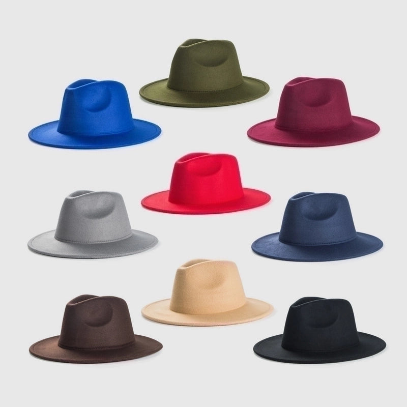 Exclusive For Cross-border British Retro Woolen Hat Men ‘s And Women ‘s Hats Light Board Felt Cap Simple Big Brim Fedora Hat Tide