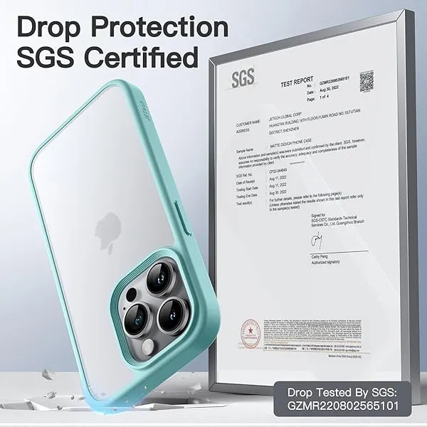 Matte Case for iPhone 15 Pro 6.1-Inch, Shockproof Military Grade Drop Protection