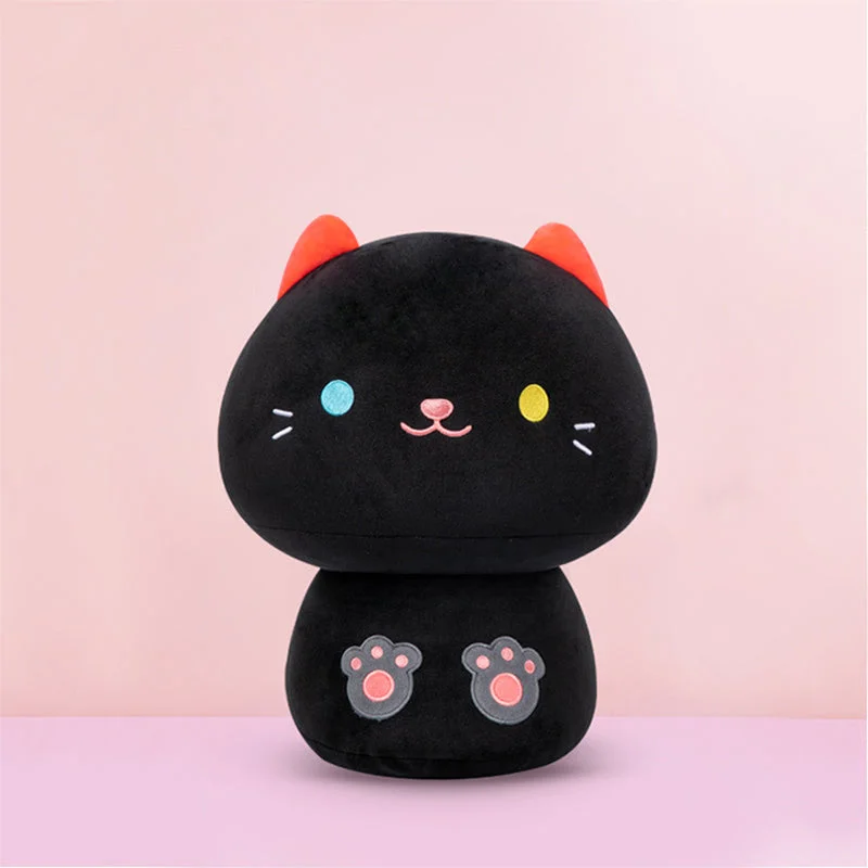 Mewaii Personalized Funny Black Cat Kawaii Mushroom Stuffed Animal Plush Squishy Toy