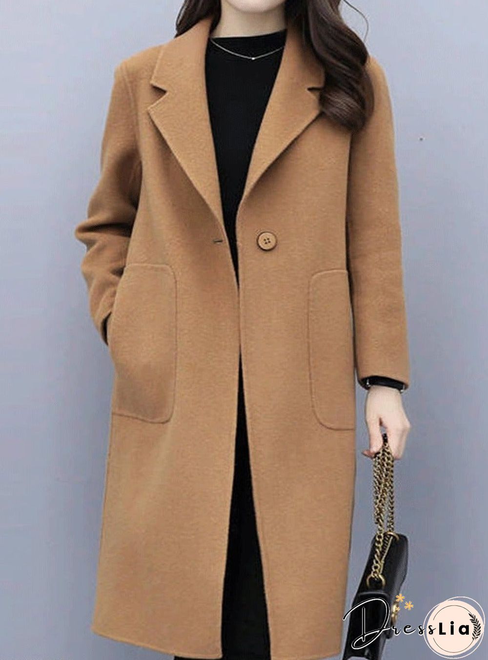 Woolen mid-length coat