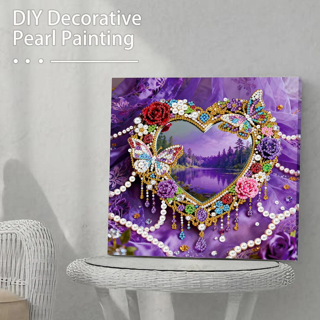 Heart DIY Pearl Art Diamond Painting Kit for Adult Home Decor 25x25cm With Frame