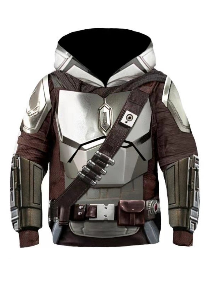 Kids Star Wars Mandalorian Hoodie 3D Floral Pullover Hoodie