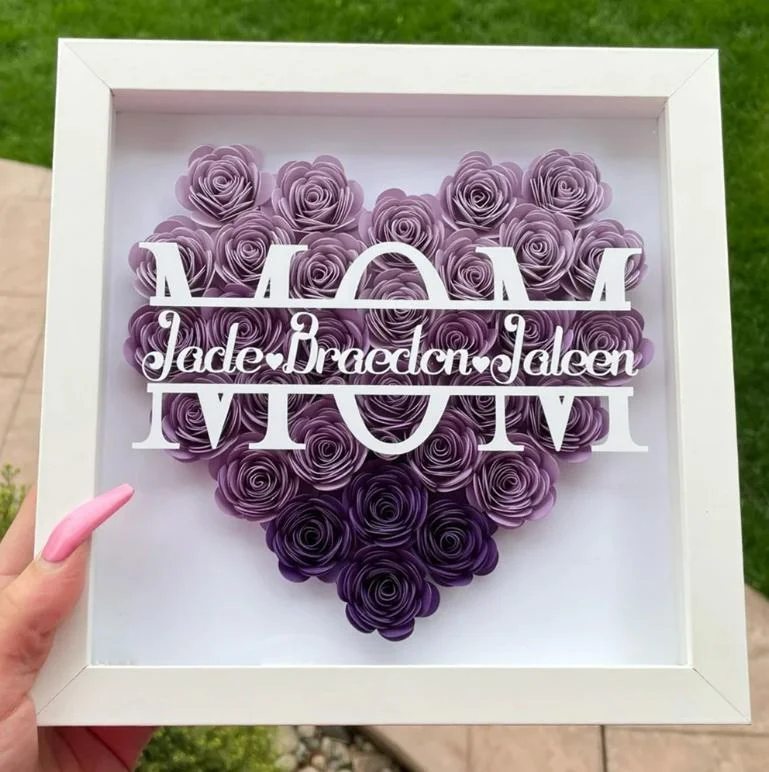 💐Mom Heart Shaped Monogram Flower Shadow Box 💐-50% Off Mother's Day Sale