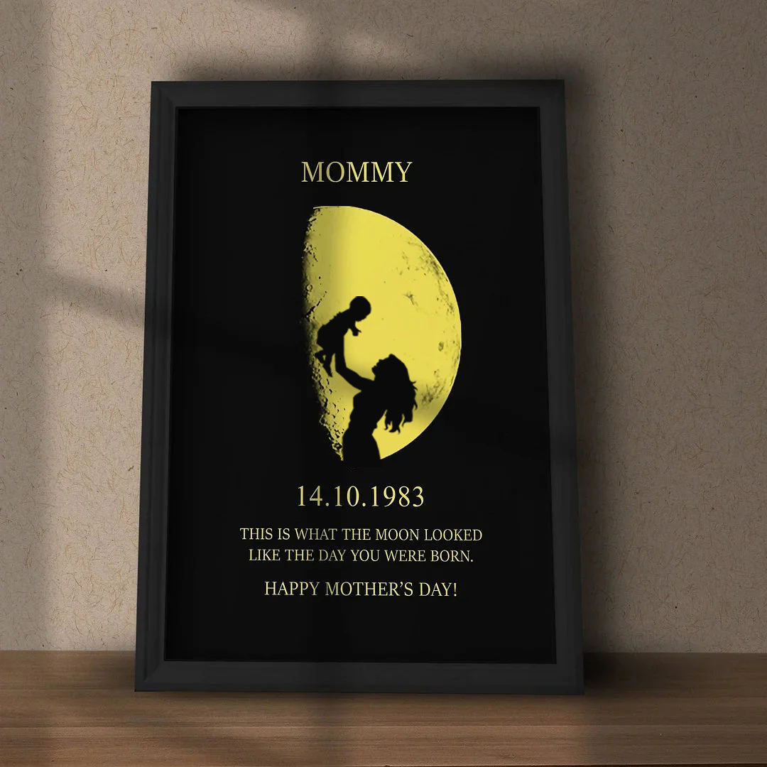 Loveyoufancy The Day You Were Born Gift - Personalized Moon Phase Wall Art Gift - Mother's Day Gift