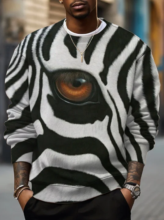 Men's Zebra Eye Art Print Casual Sweatshirt