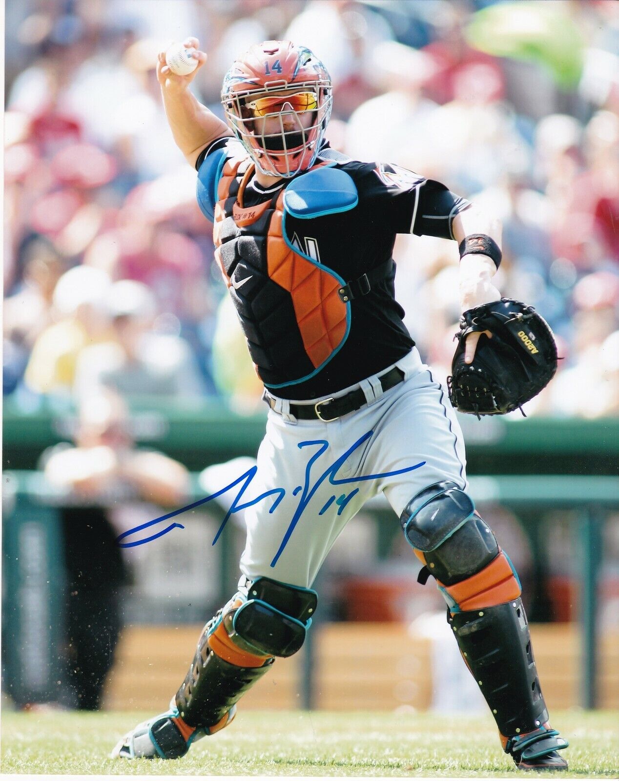 JOHN BUCK MIAMI MARLINS ACTION SIGNED 8x10