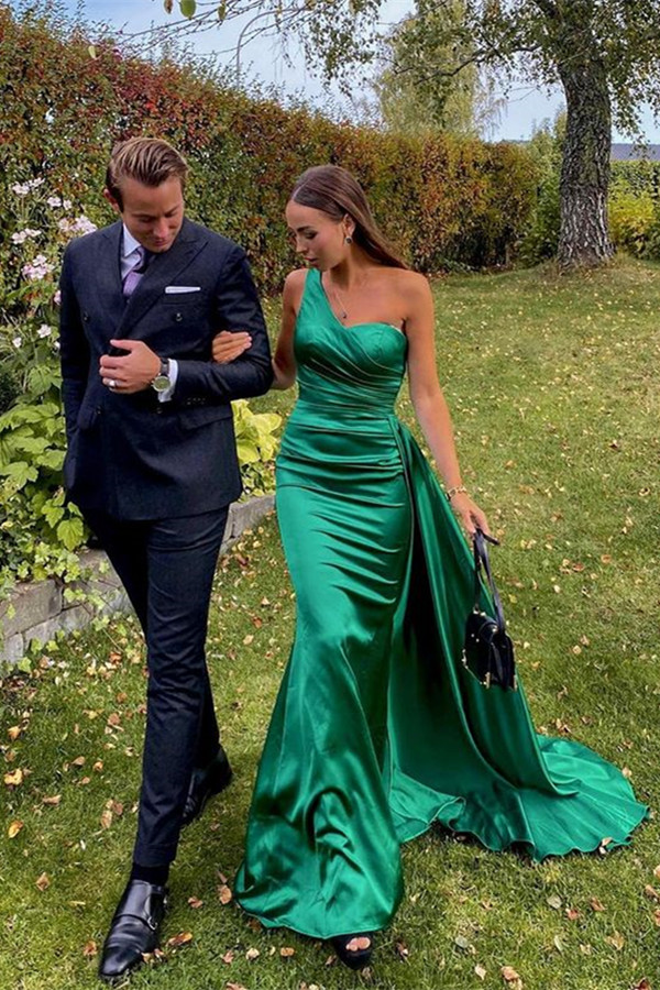 Stunning Dark Green One Shoulder Prom Dress Long With Ruffles - lulusllly