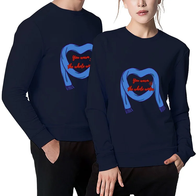 Gildan Men's Pullover Blue Scarf Heart-shaped Couples  customized, personalized, gift