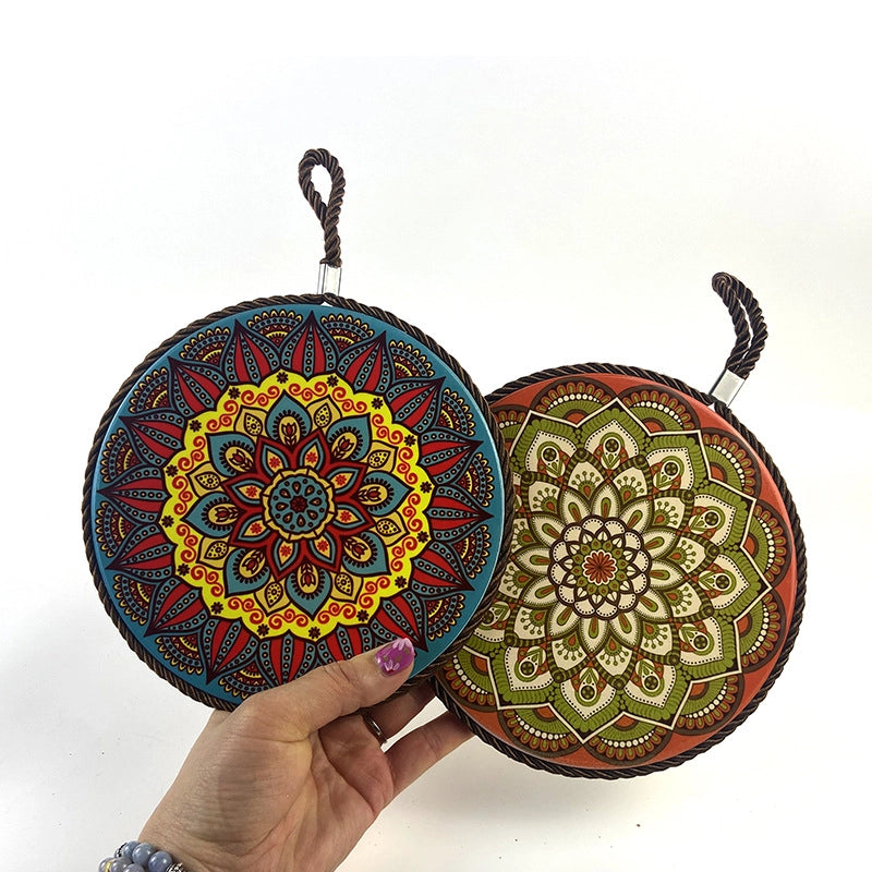 Factory Supply Thermal Transfer Printing 17cm Mandala Ceramic Heat Insulation Pot Mat Home Pot Mat European Style