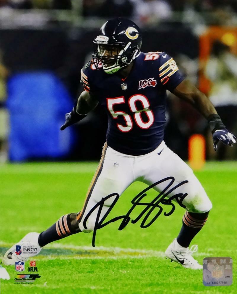 Roquan Smith Signed Bears 8x10 Blue 100 Anniversary Jersey PF Photo Poster painting-Beckett Auth