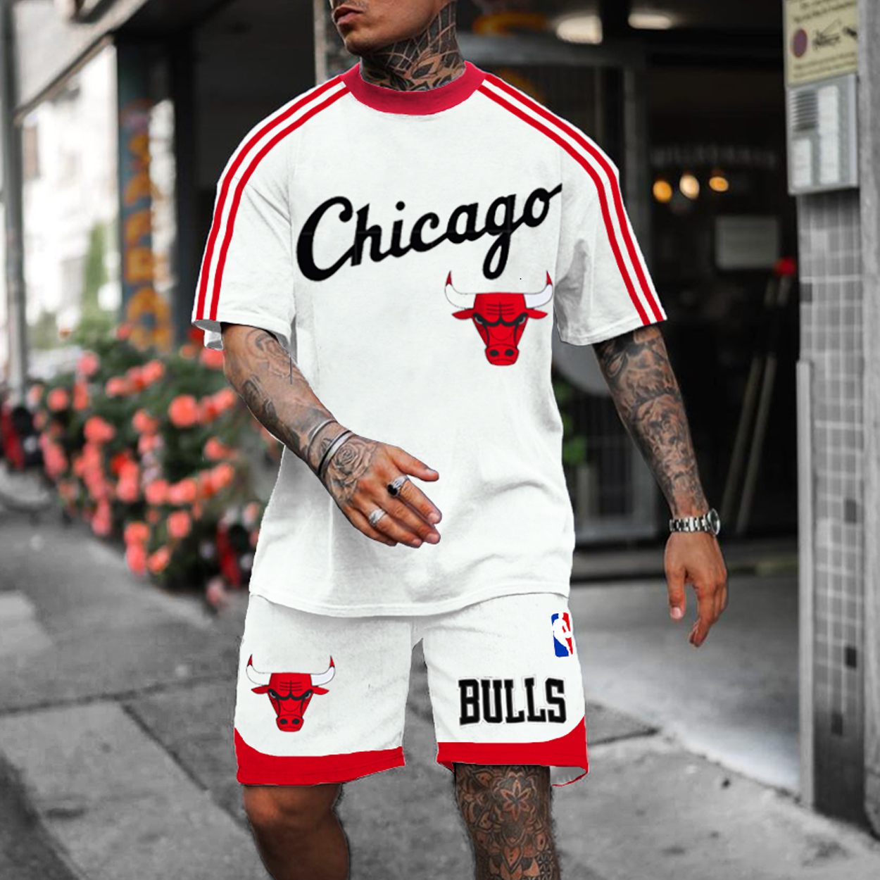 Men's Chicago Basketball Jersey Casual Sports Shorts Suit Lixishop 